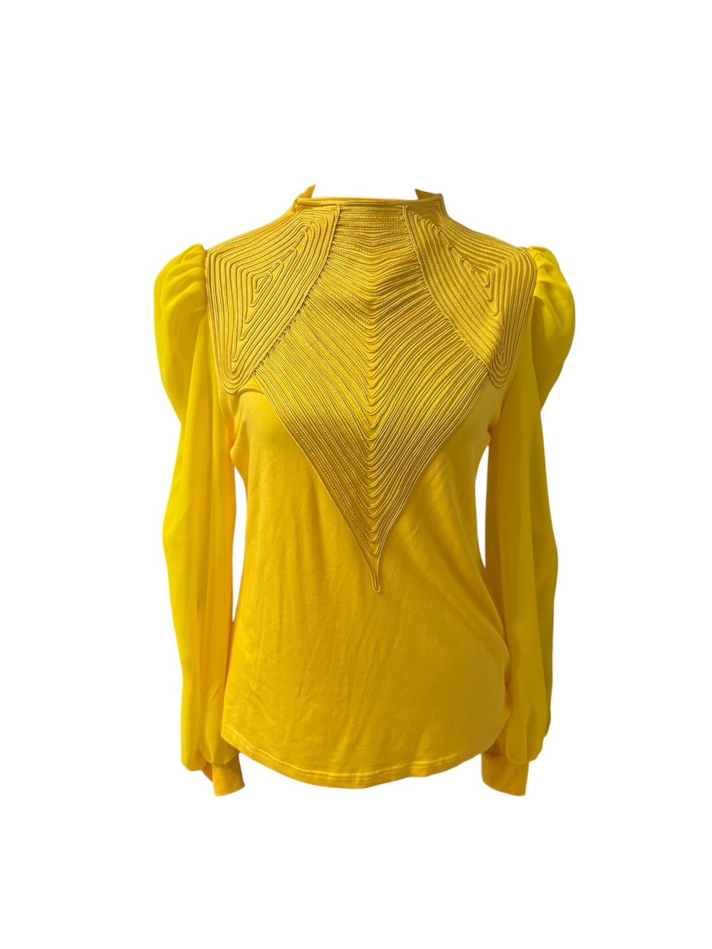 Gracia Yellow Embellished Long Sleeve Top – Women’s Medium